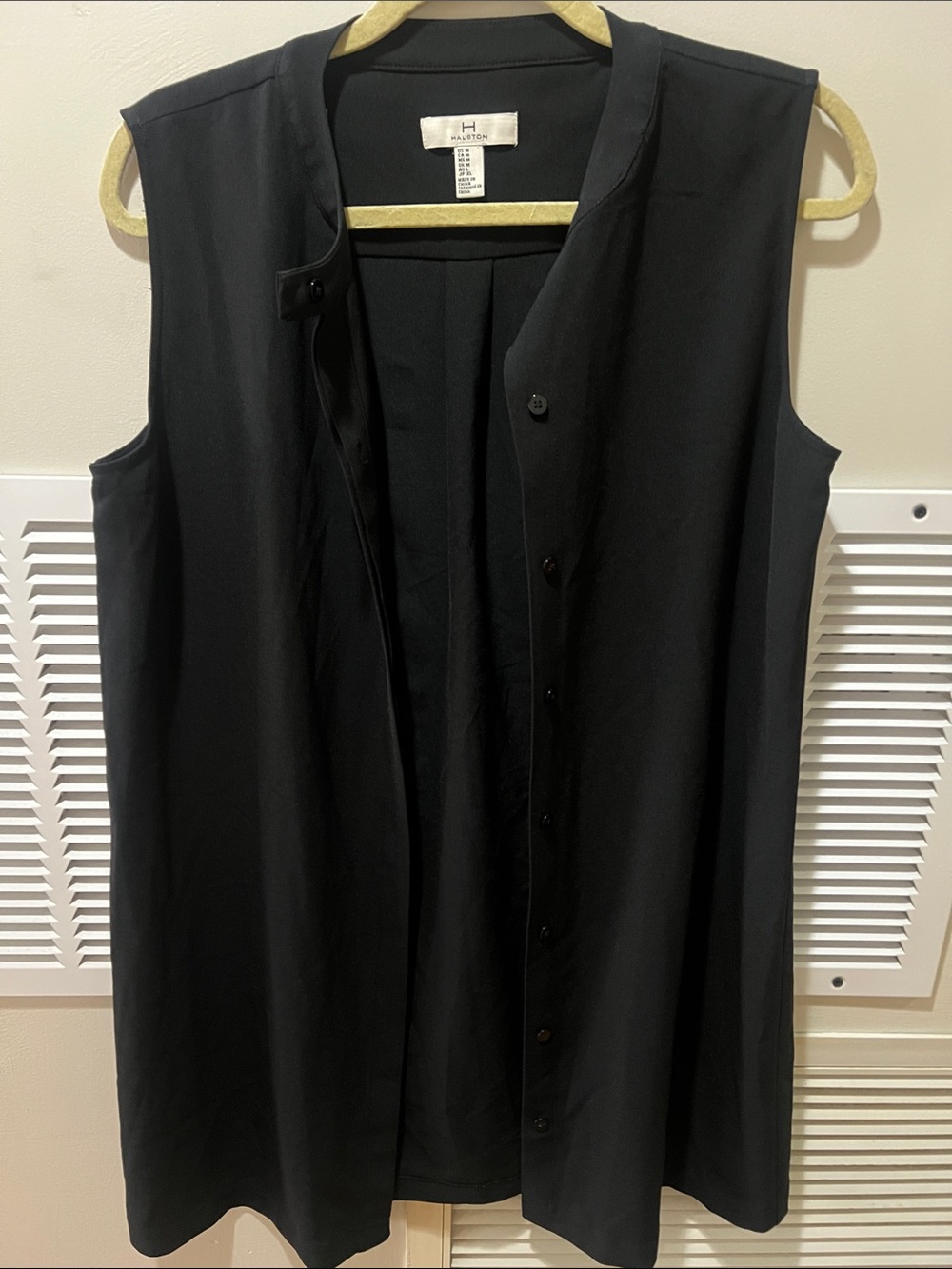 H by Halston Sleeveless Black Button-Front Tunic